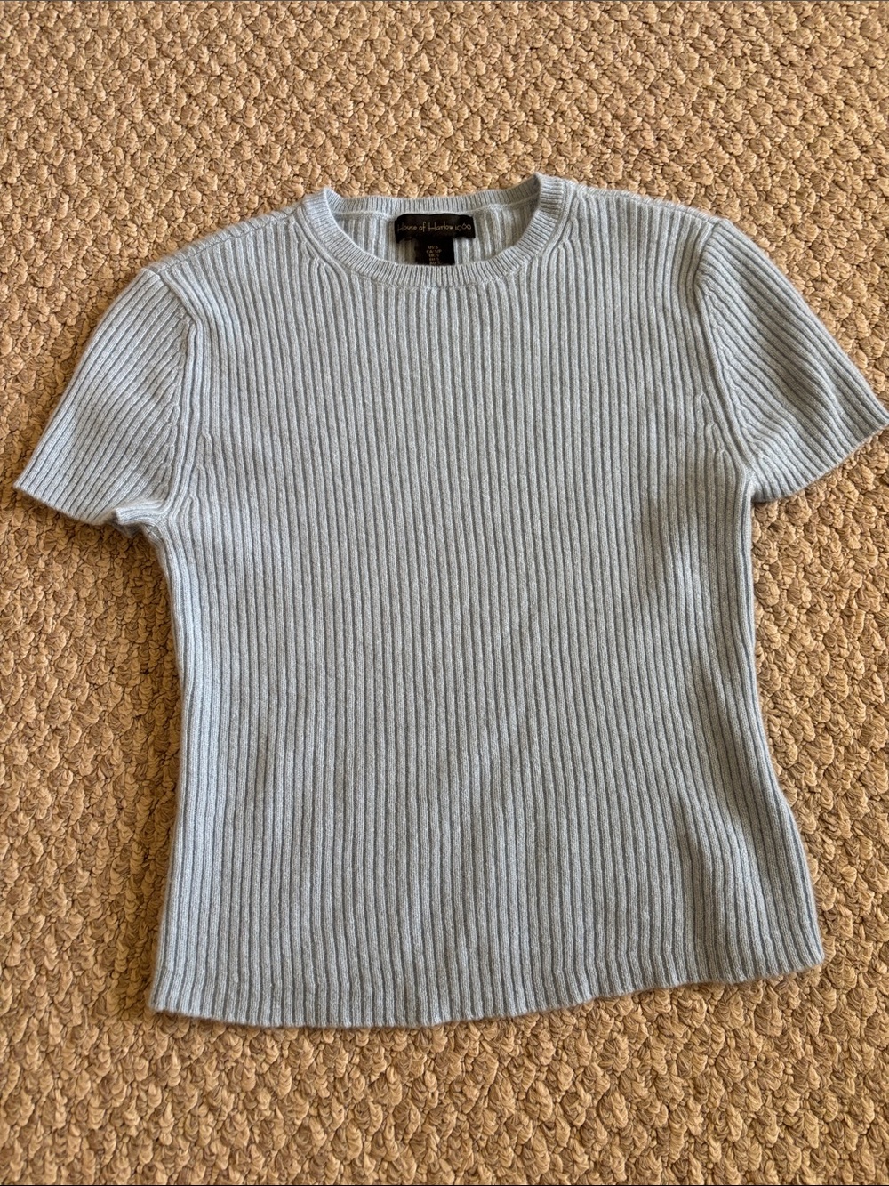 House of Harlow 1960 Pale Blue Ribbed Knit Top